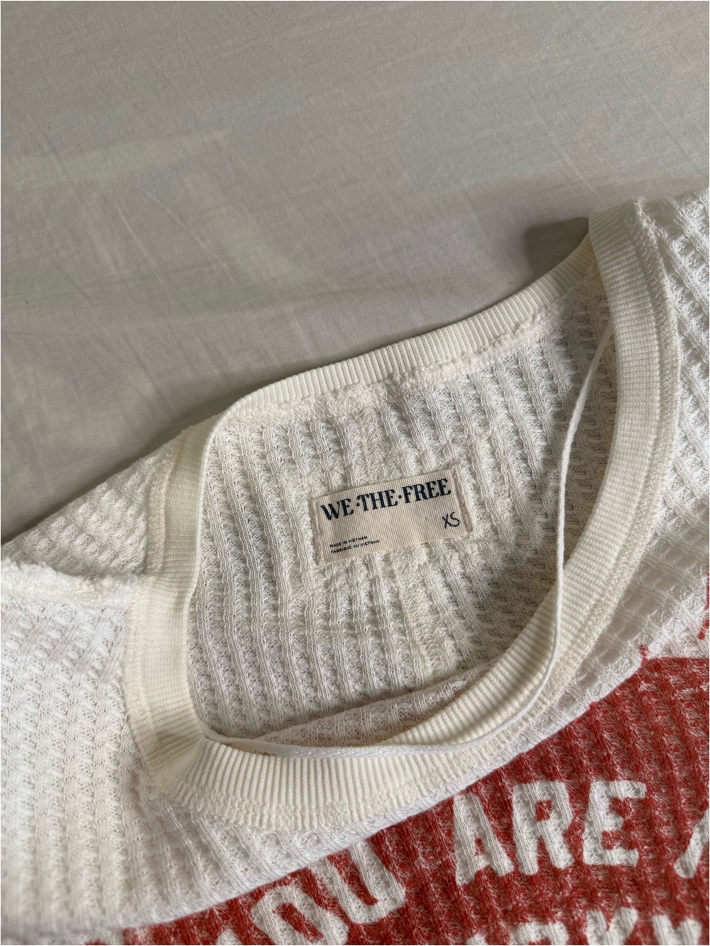 Cream Waffle Knit Graphic Sweater with Red Heart Print - Picture 4 of 4